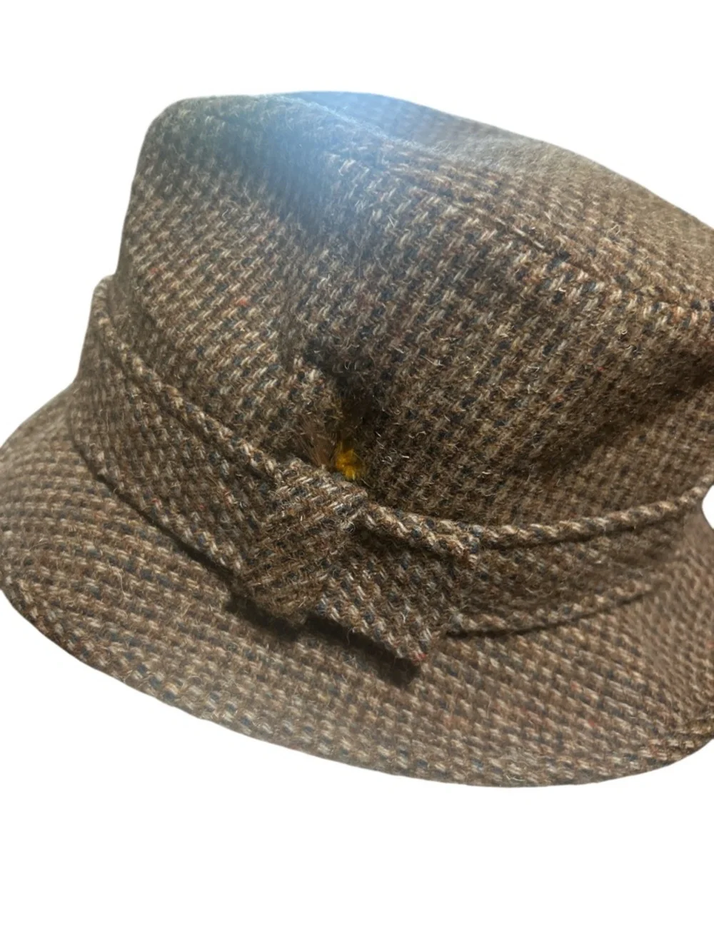 Vintage Pendleton Brown Tweed Wool Fedora Hat Feather Heritage